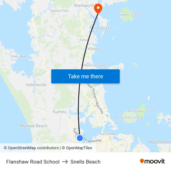 Flanshaw Road School to Snells Beach map