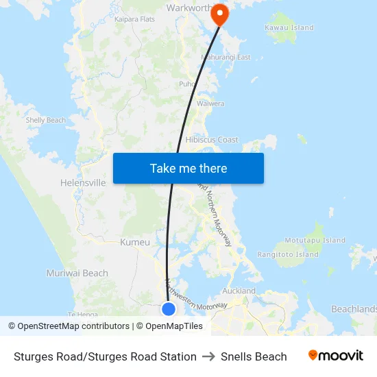 Sturges Road/Sturges Road Station to Snells Beach map