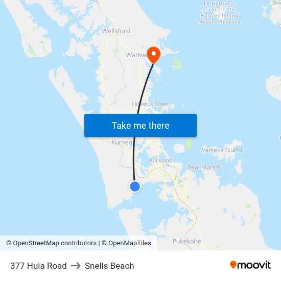 377 Huia Road to Snells Beach map
