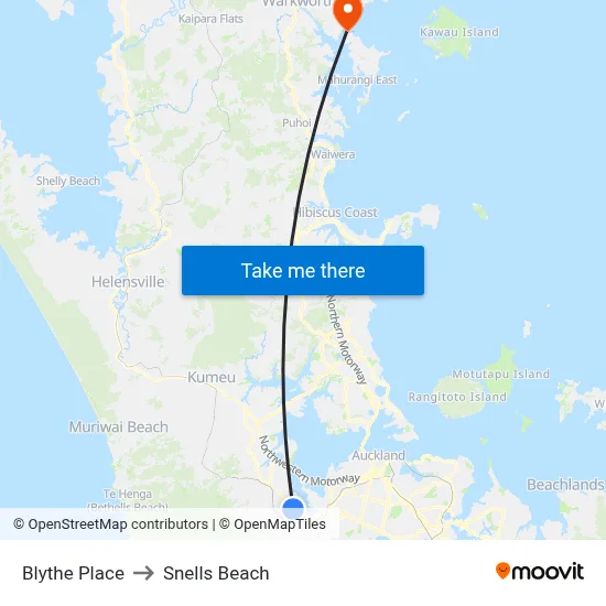 Blythe Place to Snells Beach map