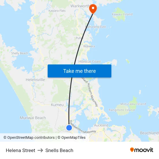 Helena Street to Snells Beach map