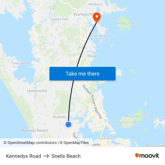 Kennedys Road to Snells Beach map