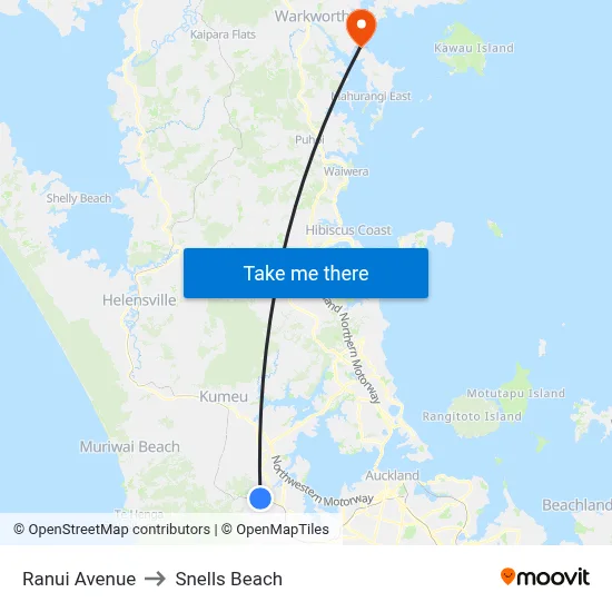 Ranui Avenue to Snells Beach map