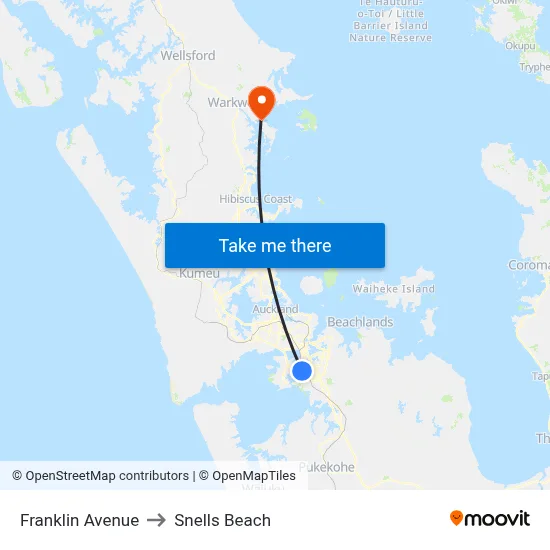 Franklin Avenue to Snells Beach map