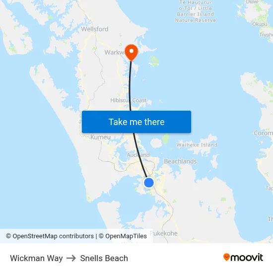 Wickman Way to Snells Beach map