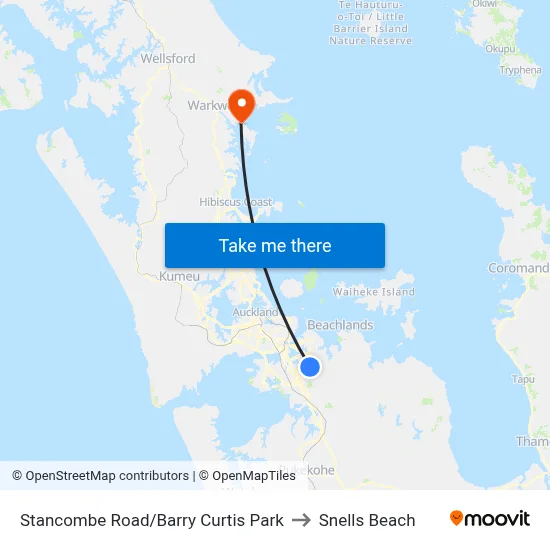 Stancombe Road/Barry Curtis Park to Snells Beach map