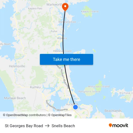 St Georges Bay Road to Snells Beach map