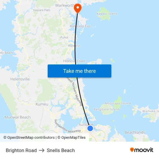 Brighton Road to Snells Beach map