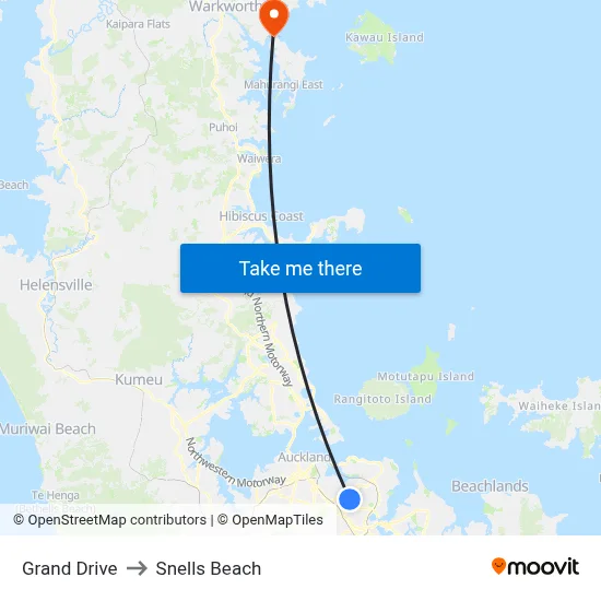 Grand Drive to Snells Beach map
