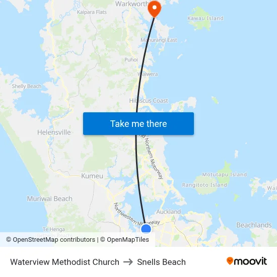 Waterview Methodist Church to Snells Beach map