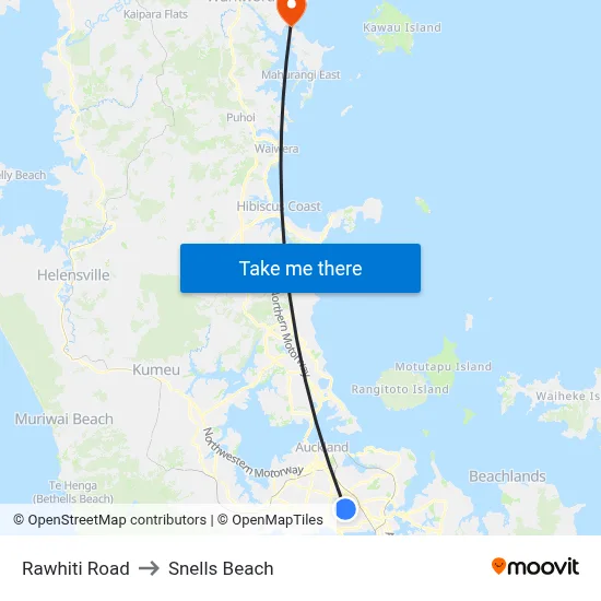 Rawhiti Road to Snells Beach map