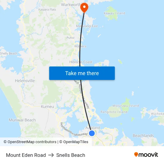 Mount Eden Road to Snells Beach map