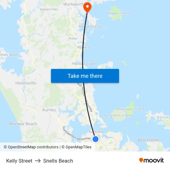 Kelly Street to Snells Beach map