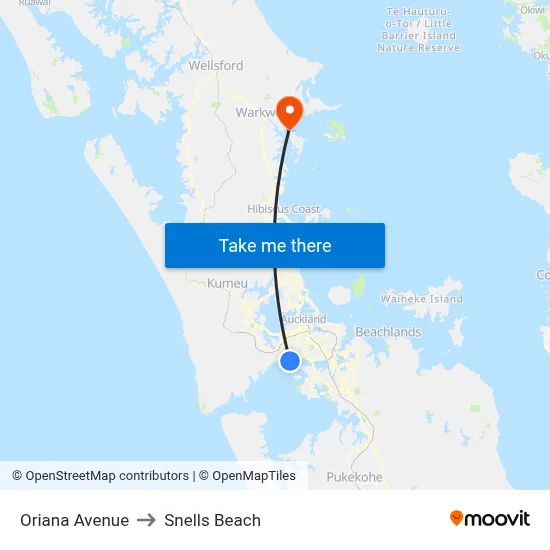 Oriana Avenue to Snells Beach map