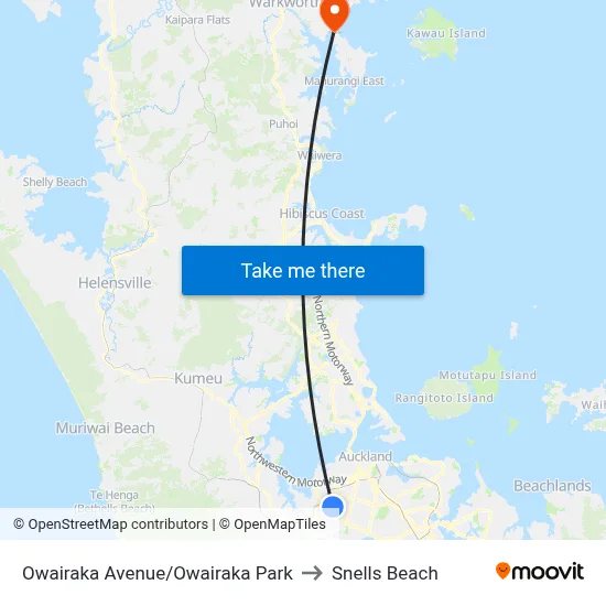 Owairaka Avenue/Owairaka Park to Snells Beach map