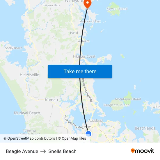 Beagle Avenue to Snells Beach map