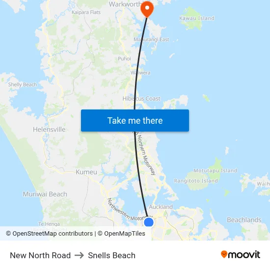 New North Road to Snells Beach map