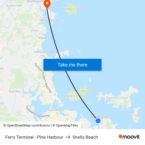 Ferry Terminal - Pine Harbour to Snells Beach map