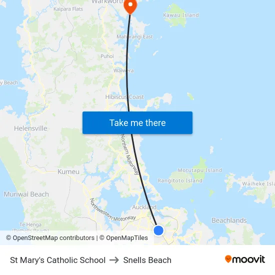 St Mary's Catholic School to Snells Beach map