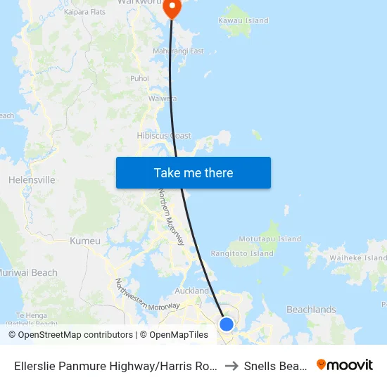 Ellerslie Panmure Highway/Harris Road to Snells Beach map