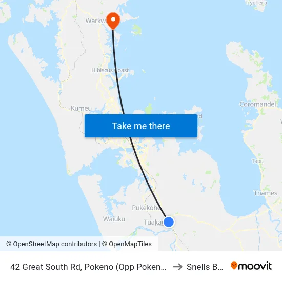 42 Great South Rd, Pokeno (Opp Pokeno Fuel Stop) to Snells Beach map