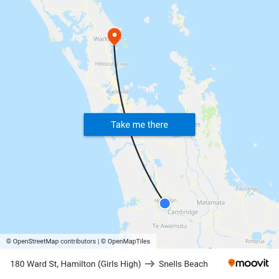 180 Ward St, Hamilton (Girls High) to Snells Beach map