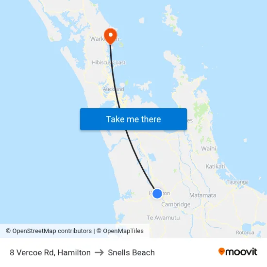 8 Vercoe Rd, Hamilton to Snells Beach map