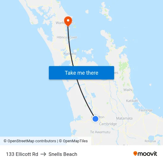 133 Ellicott Rd to Snells Beach map