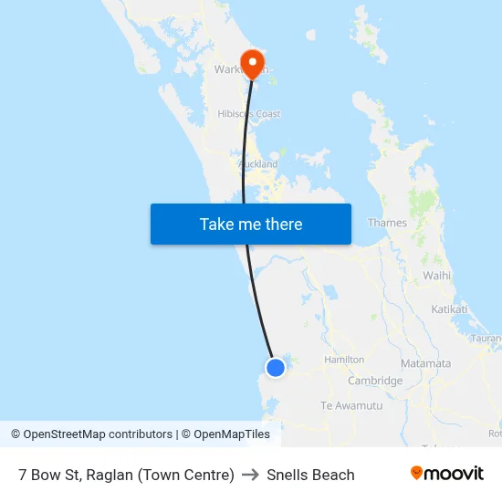 7 Bow St, Raglan (Town Centre) to Snells Beach map