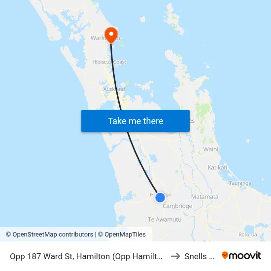 Opp 187 Ward St, Hamilton (Opp Hamilton Girls High School) to Snells Beach map