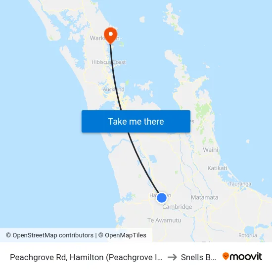 Peachgrove Rd, Hamilton (Peachgrove Intermediate) to Snells Beach map