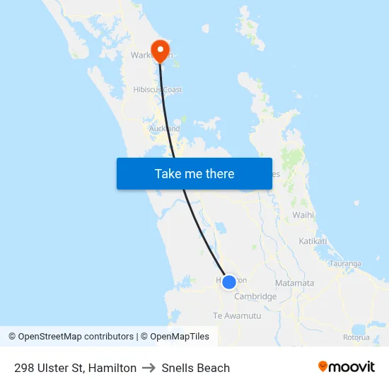 298 Ulster St, Hamilton to Snells Beach map