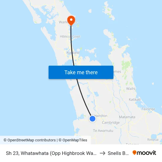 Sh 23, Whatawhata (Opp Highbrook Way) (Hail2ride) to Snells Beach map