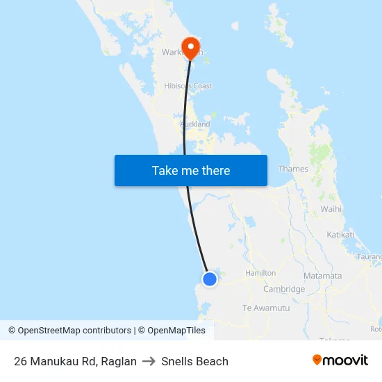 26 Manukau Rd, Raglan to Snells Beach map