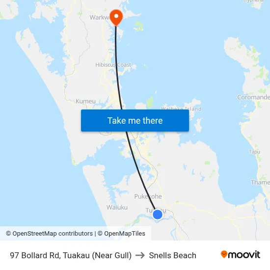 97 Bollard Rd, Tuakau (Near Gull) to Snells Beach map