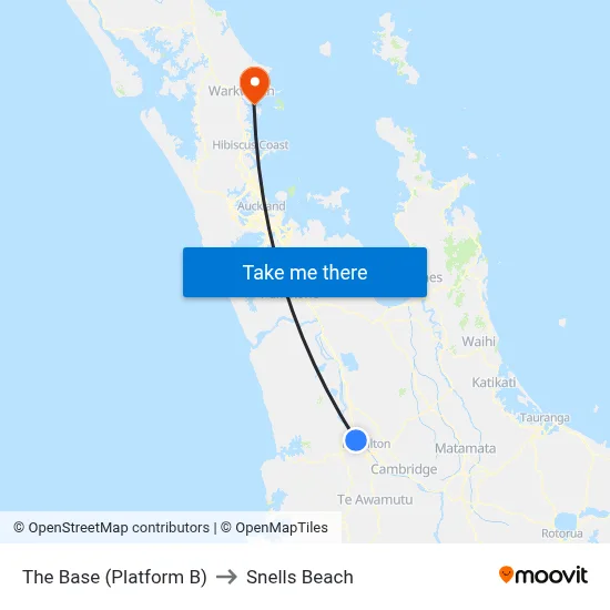 The Base (Platform B) to Snells Beach map