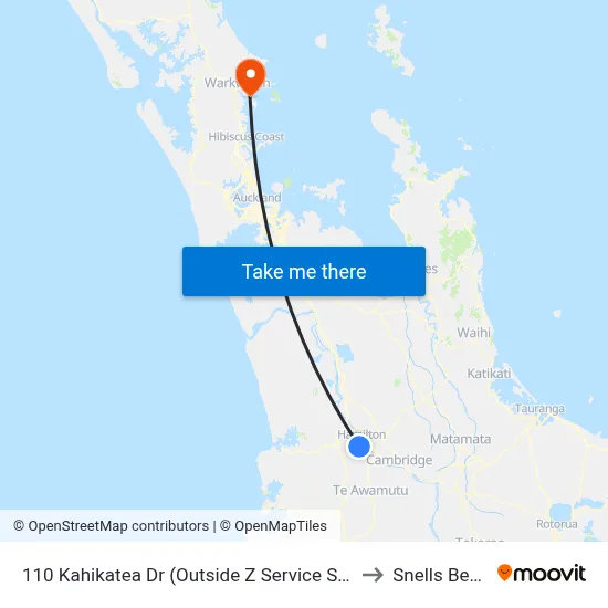 110 Kahikatea Dr (Outside Z Service Station) to Snells Beach map