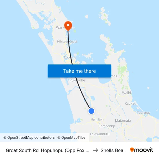 Great South Rd, Hopuhopu (Opp Fox Rd) to Snells Beach map