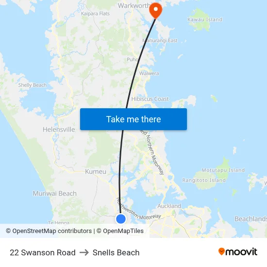 22 Swanson Road to Snells Beach map