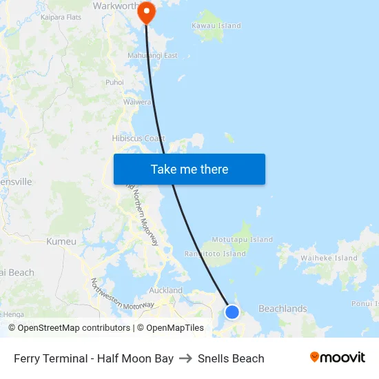 Ferry Terminal - Half Moon Bay to Snells Beach map