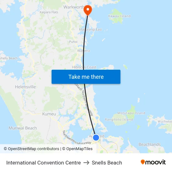 International Convention Centre to Snells Beach map