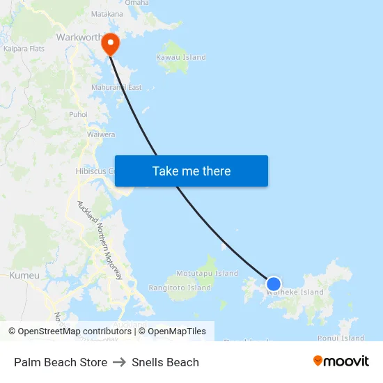 Palm Beach Store to Snells Beach map