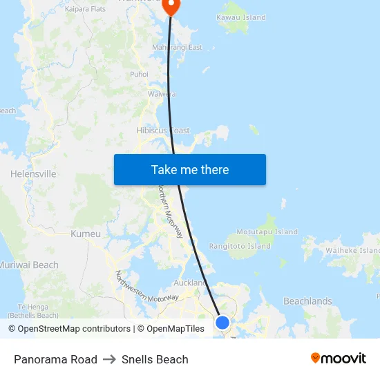 Panorama Road to Snells Beach map