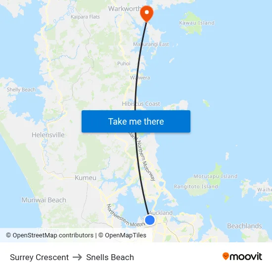 Surrey Crescent to Snells Beach map