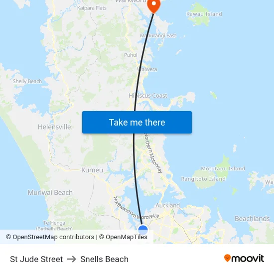 St Jude Street to Snells Beach map