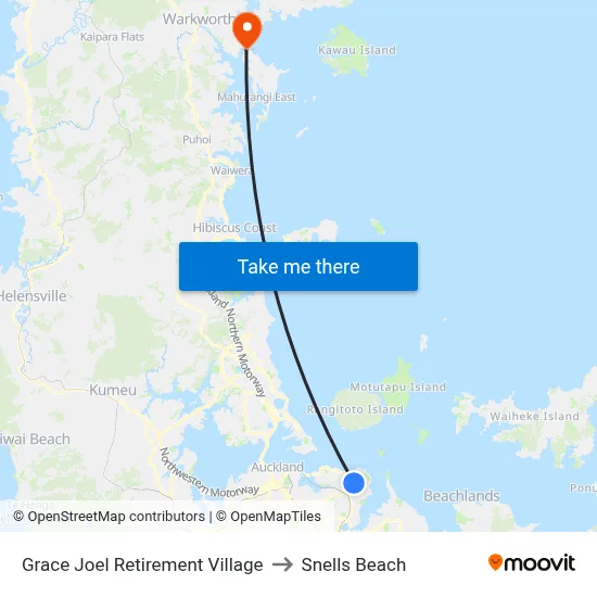 Grace Joel Retirement Village to Snells Beach map