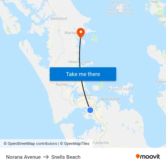 Norana Avenue to Snells Beach map