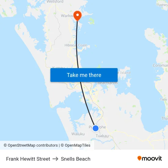 Frank Hewitt Street to Snells Beach map
