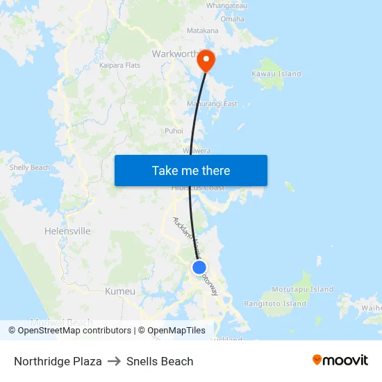 Northridge Plaza to Snells Beach map