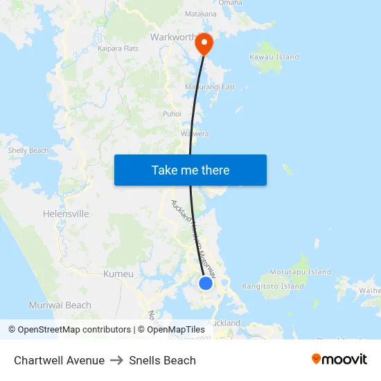 Chartwell Avenue to Snells Beach map
